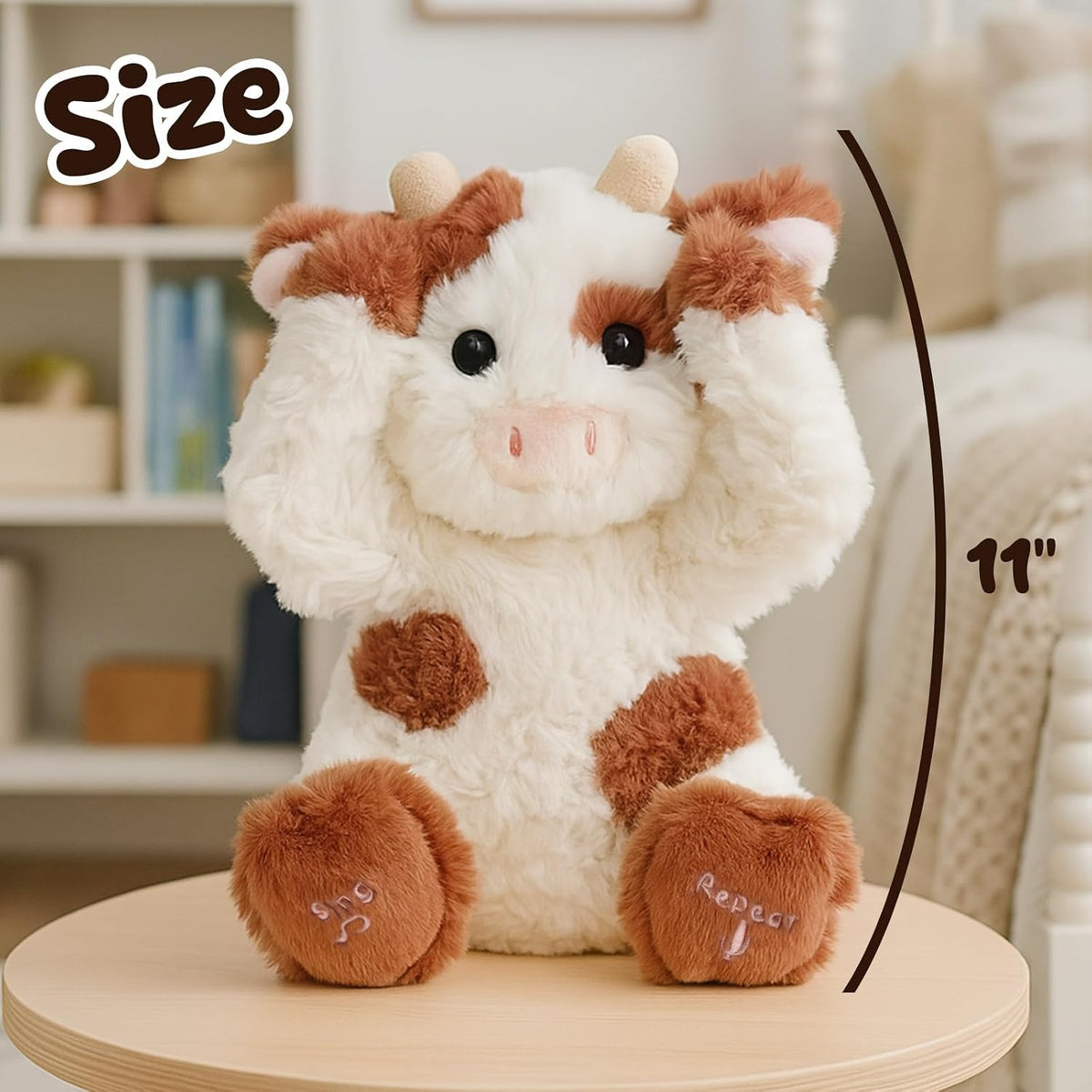 Hopearl Peek A Boo Cow Interactive Repeats What You Say Plush Diary - Cow - image 3