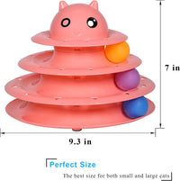 UPSKY Cat Toy Roller 3-Level Turntable Cat Toys with Six Colorful - A-Red - image 2