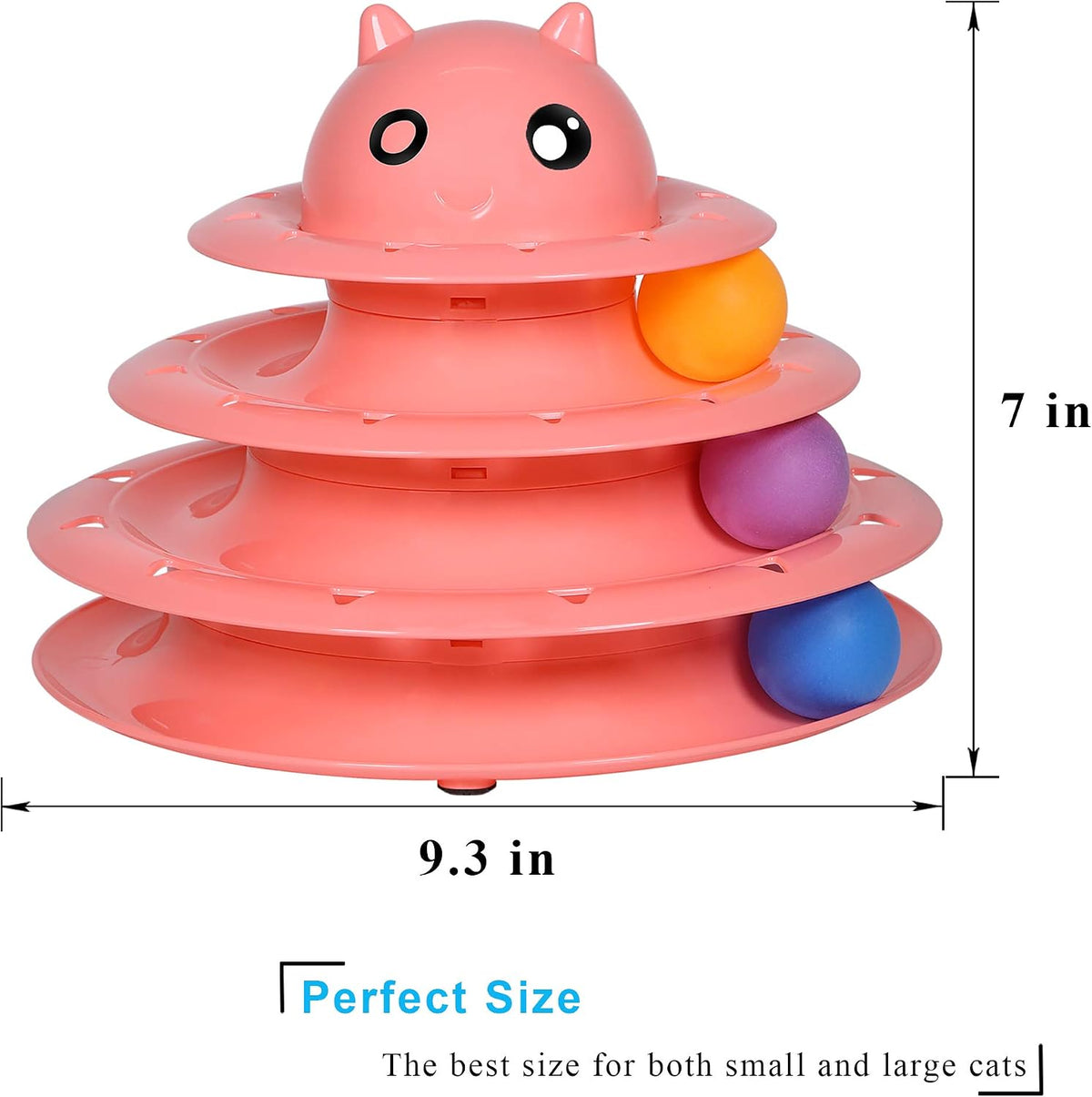 UPSKY Cat Toy Roller 3-Level Turntable Cat Toys with Six Colorful - A-Red - image 2