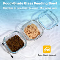 Elevated Cat Bowls, 15° Tilted Glass Raised Cat Food and Water Bowl – Essentials for Cats - 3 Glass Bowls - image 4