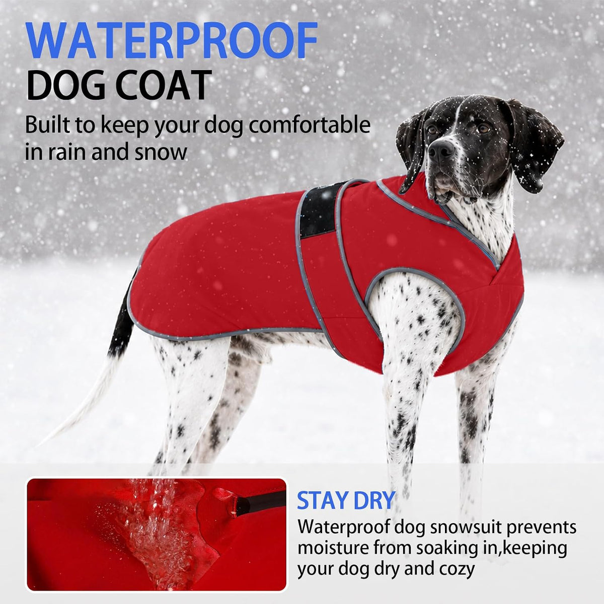 MIGOHI Warm Dog Coat Waterproof Winter Dog Jacket, M - Red / X-Large - image 3