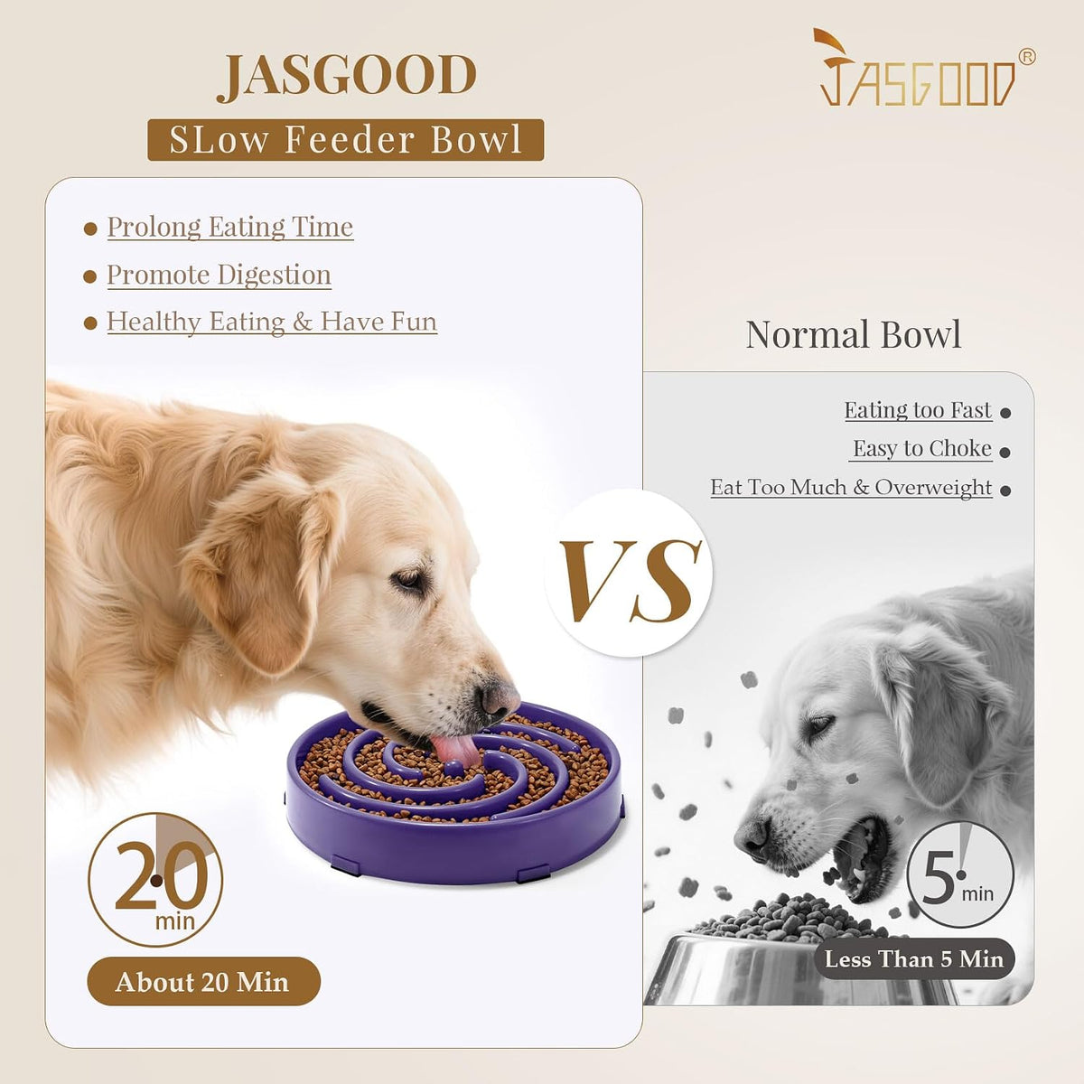 JASGOOD Slow Feeder Dogs Bowl for Large Medium Dogs - Large / N-Taro purple - image 2