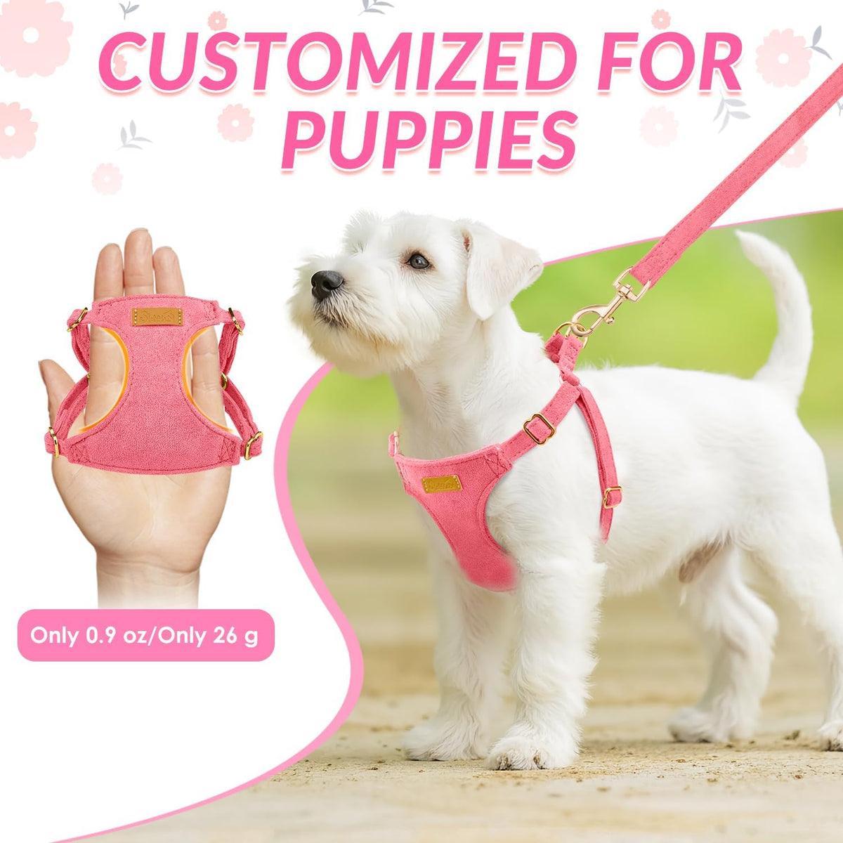 SlowTon No Pull Dog Harness with Leash for Small Medium Dogs - XX-Small(2.2-6lb) / Solid Pink - image 2