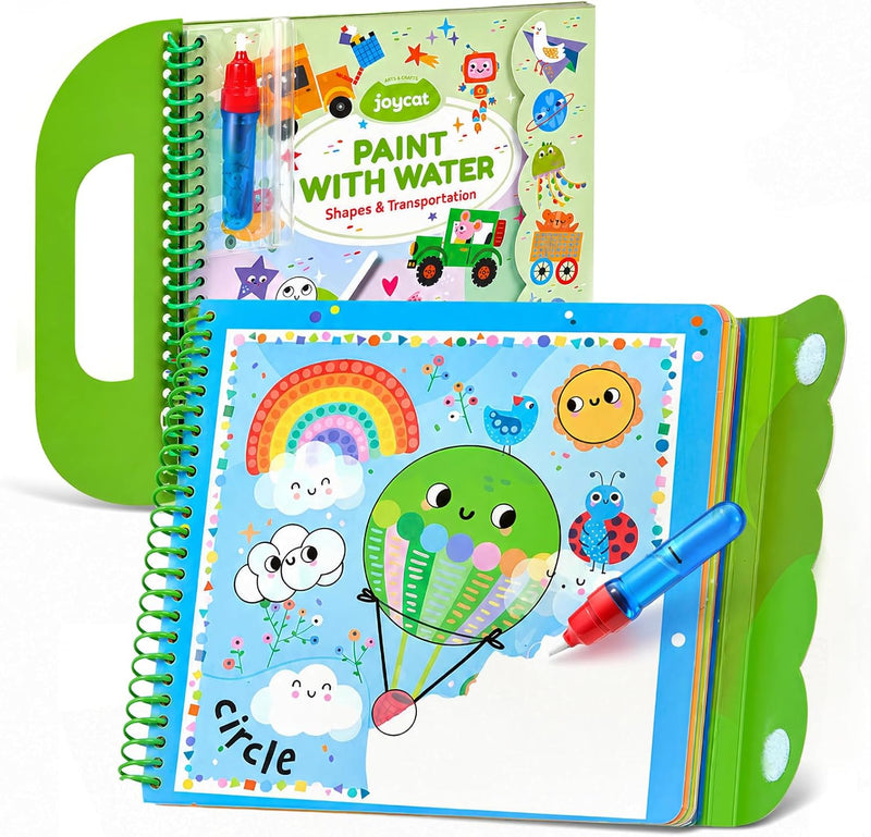 JoyCat Alphabet Water Coloring Book for Toddlers 3-5 - Shape & Transportation