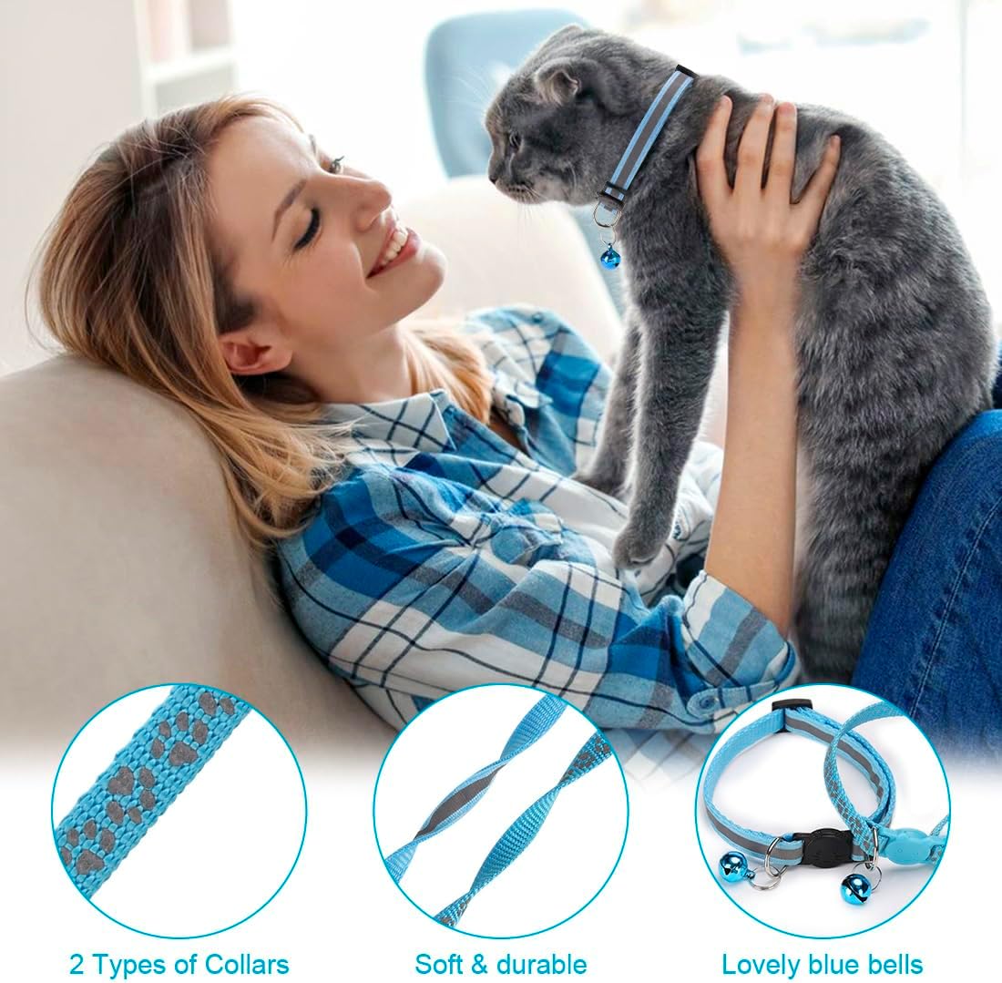 2 Pack Reflective Breakaway Cat Collars with Bells 7-12 Inch Blue – Essentials for Cats - image 2