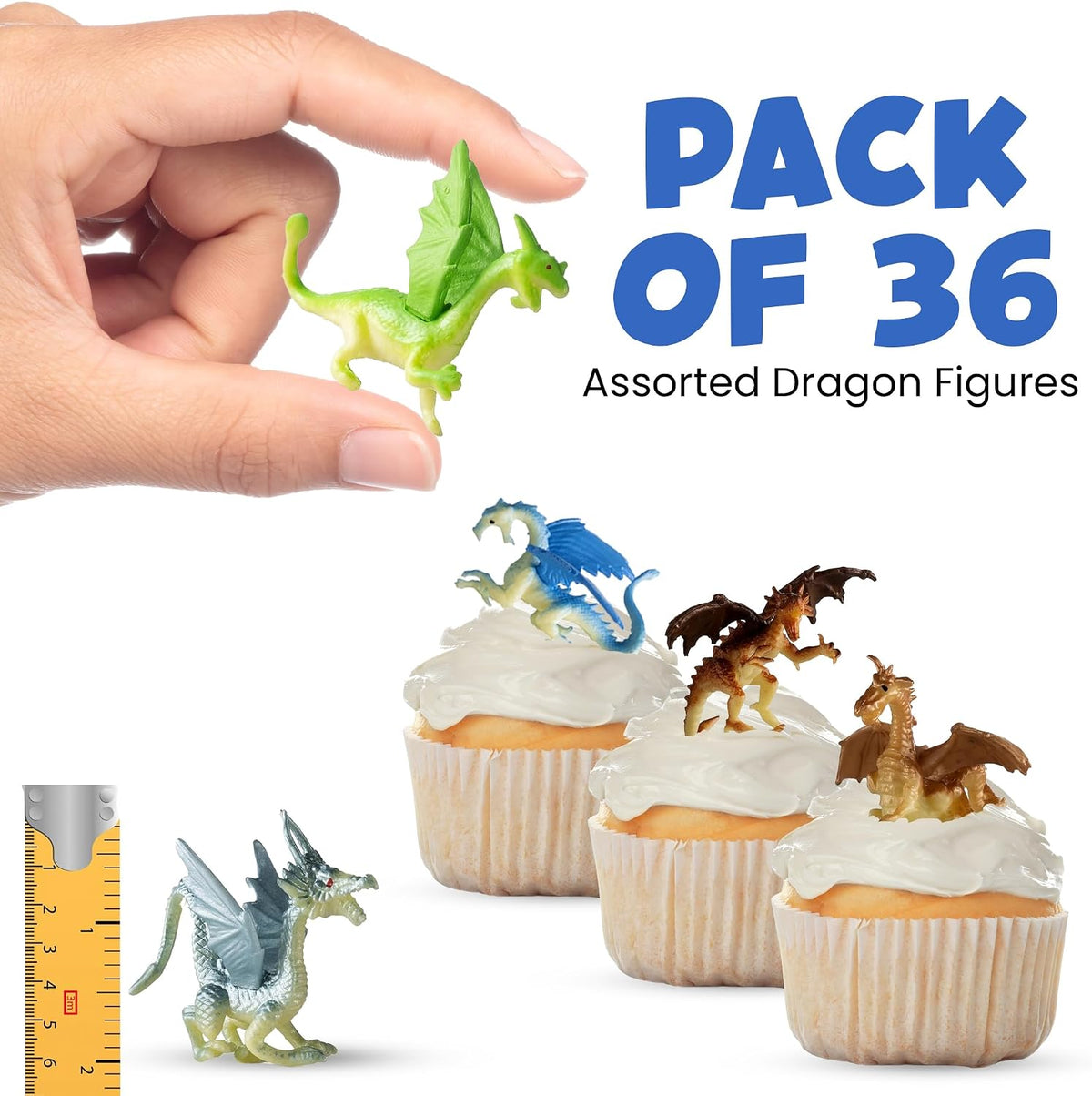 2 Inch Mini Dragon Toy Figures Rubbery Plastic Dragon Figurines – Fun for Kids & Family - 36-Pcs - image 2
