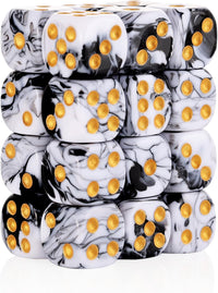 24 of Pack 16MM 6 Sided Dice Set, Two Colours D6 Game Dice Set - 16mm Black-white