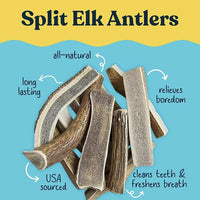 hotspot pets Premium Split Elk Antlers for Dogs - 7 Inch Large Dog Chews (2 Pack) Made in USA -Naturally Shed Antler Bone for Large Breed Aggressive Chewers -Promotes Natural Dental Hygiene