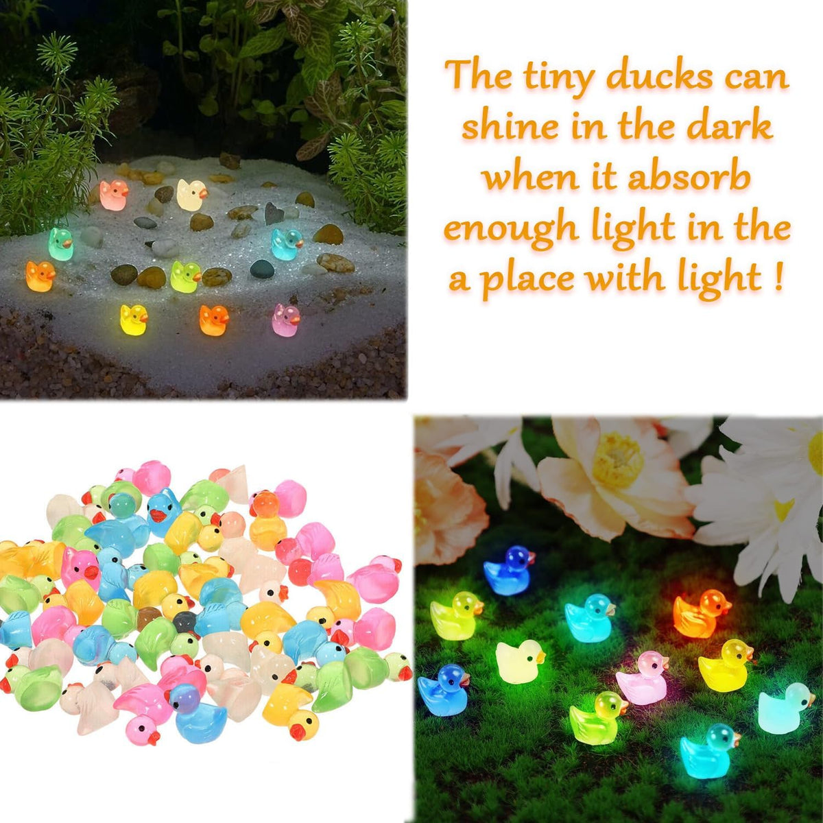 Cidinge 60 Pcs Mini Resin Ducks Luminous Tiny Ducks Miniature Duck - Luminous Ducks - image 3
