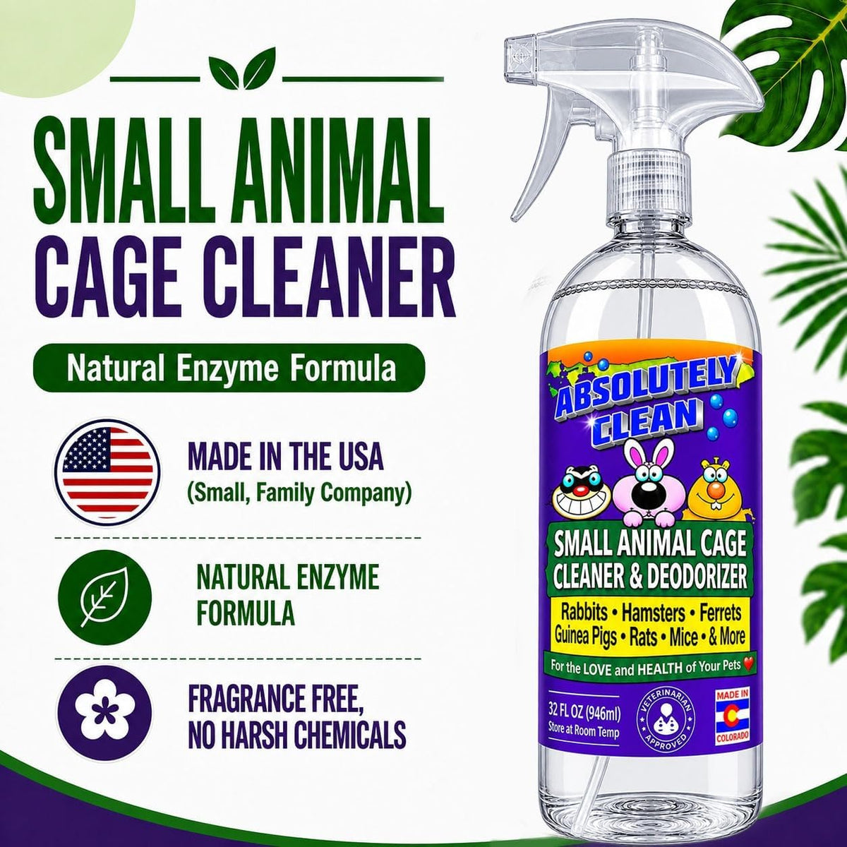 Absolutely Clean Amazing Small Animal Cage Cleaner - 32 Fl Oz (Pack of 1) - image 2