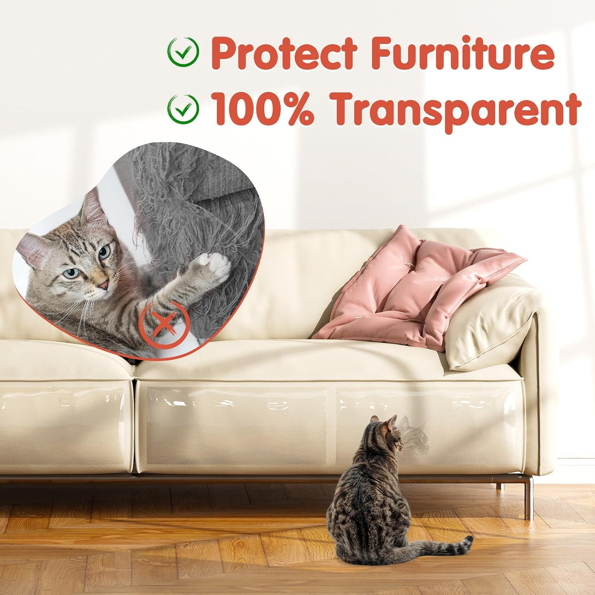 Secopad 18 PCS Cat Scratch Furniture Protector, Couch Protector - 17IN (Pack of 2) - image 4