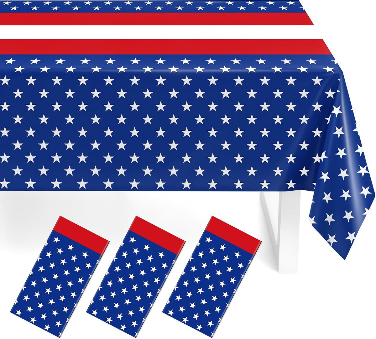 Childom 3 Pack Black and Gold Tablecloths for Events - Blue and Red