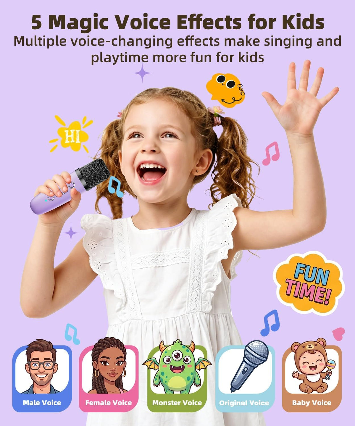 Mini Kids Karaoke Machine Ages 3-12 - Purple - 1 Mic - image 2
