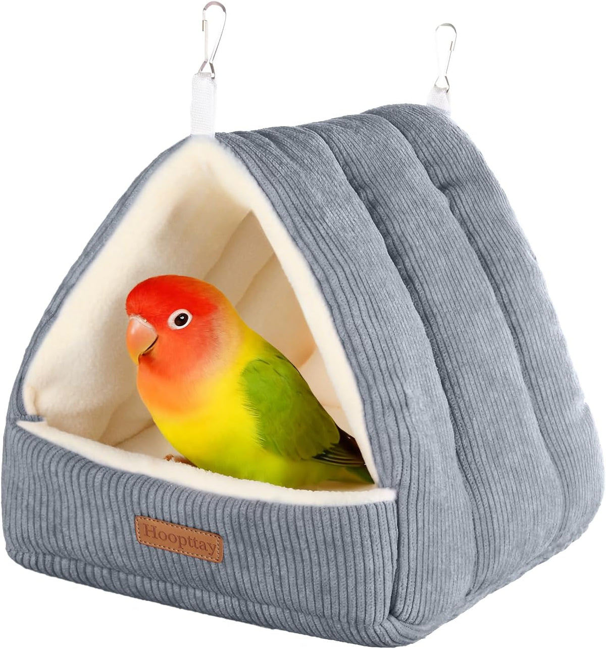Large Winter Warm Bird House and Bird Bed for Cage with Soft Plush - Grey / M