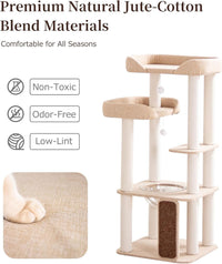 37.5" Cat Tree Tower for Large & Senior Cats, Low-Step Design – Essentials for Cats - Ivory 53" - image 4