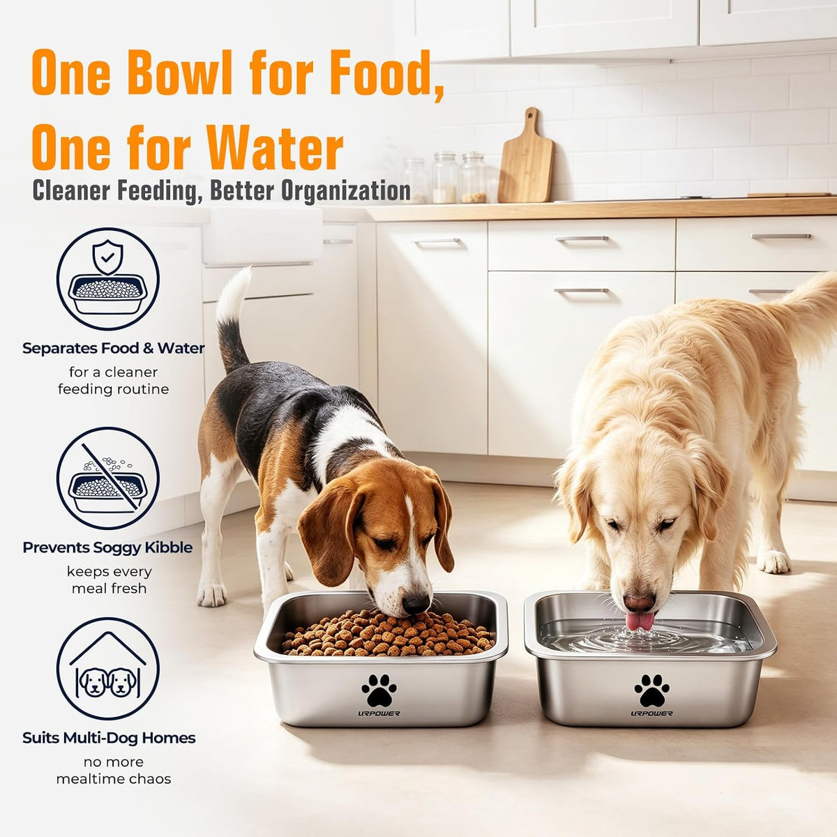 URPOWER 2 Pack 1.25 Gallon Large Dog Water Bowl Stainless Steel Dog - 1.25 Gallon - image 4
