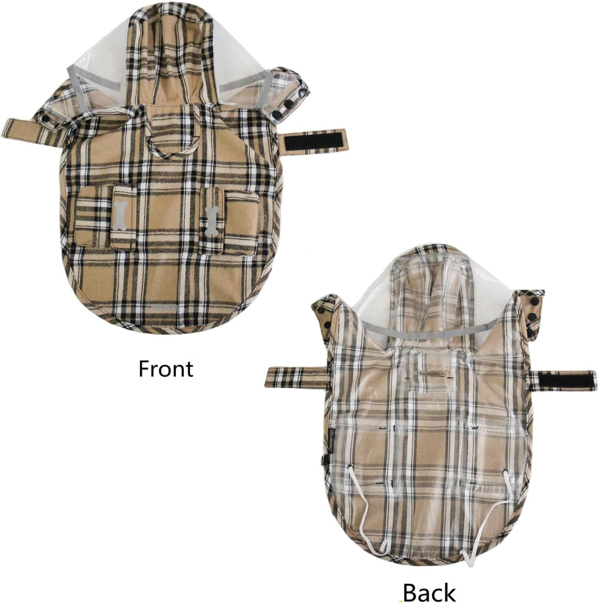 MAMORE Dog Raincoat Waterproof Reflective Adjustable Pet Rain Jacket - X-Small: 4-9lbs / Khaki - image 4