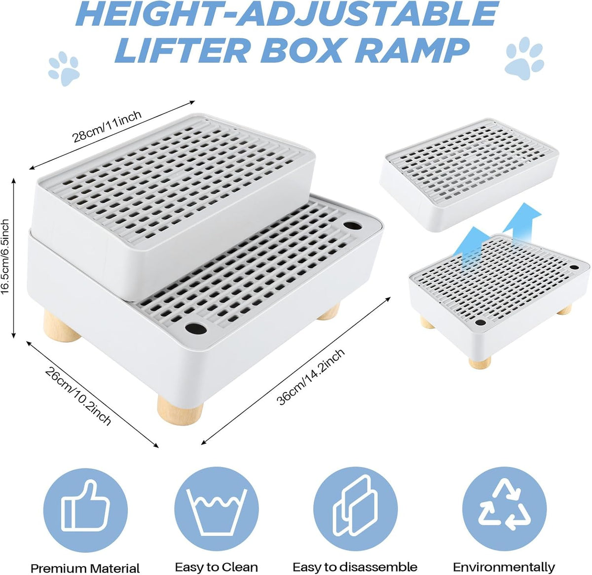 Adjustable Litter Box Step, Cat Ramp for Litter Box, 2 Steps - Light Grey / 2 step - image 2
