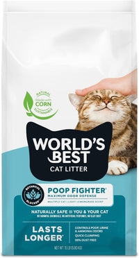 World's Best Cat Litter Poop Fighter, Urine & Poop Odor Defense - 15lb