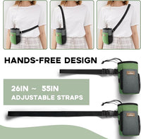 Upgraded large-sized Dog Treat Pouch with waist clip - Fashionable Green&Grey Design - Large Capacity Dog Treat Bag for Dog Walks,Outdoor Activities, Travel and Training - Includes 1 Poop Bags