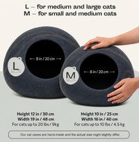 Cat Cave, New Zealand Wool Bed for Indoor Cats - Slate Gray / Medium - image 2