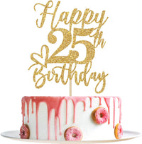 Happy 83rd Birthday Cake Topper - happy 25th birthday / Gold Glitter