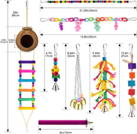 KATUMO Bird Toys, Parakeet Swing Parrot Ladder Cockatiel Perch Conure Hanging Bell Toys - Colored ladder set (8 IN 1) - image 2