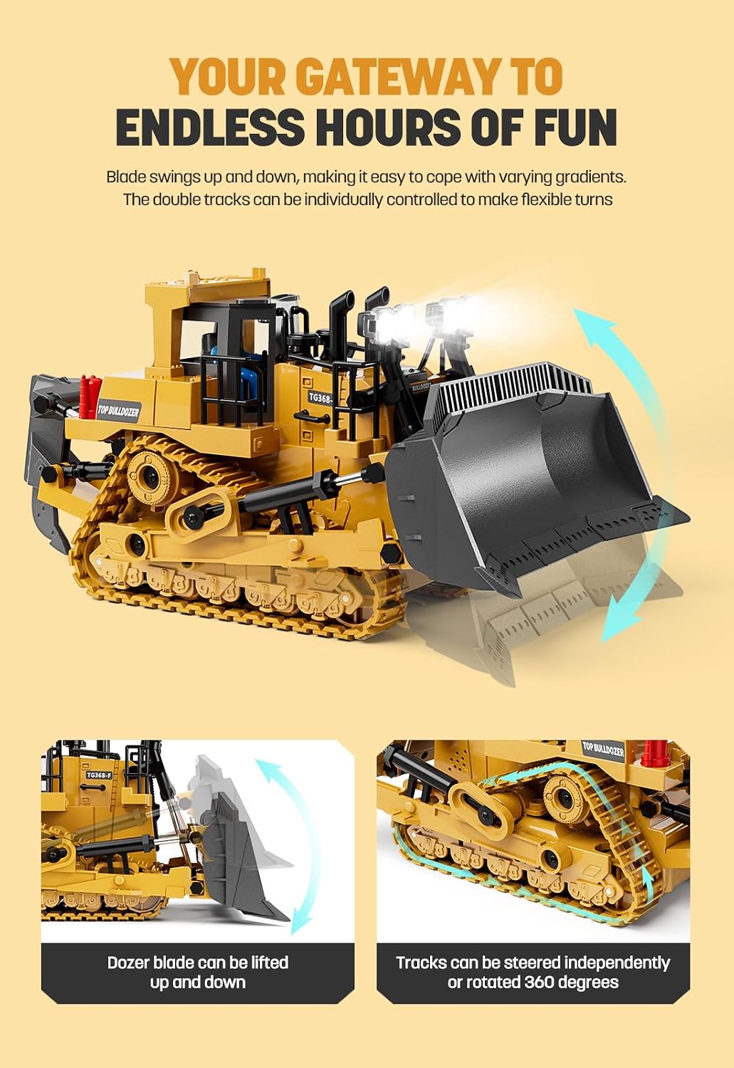 KIDMARKT 21" Large RC Excavator Toy - Bulldozer - image 4