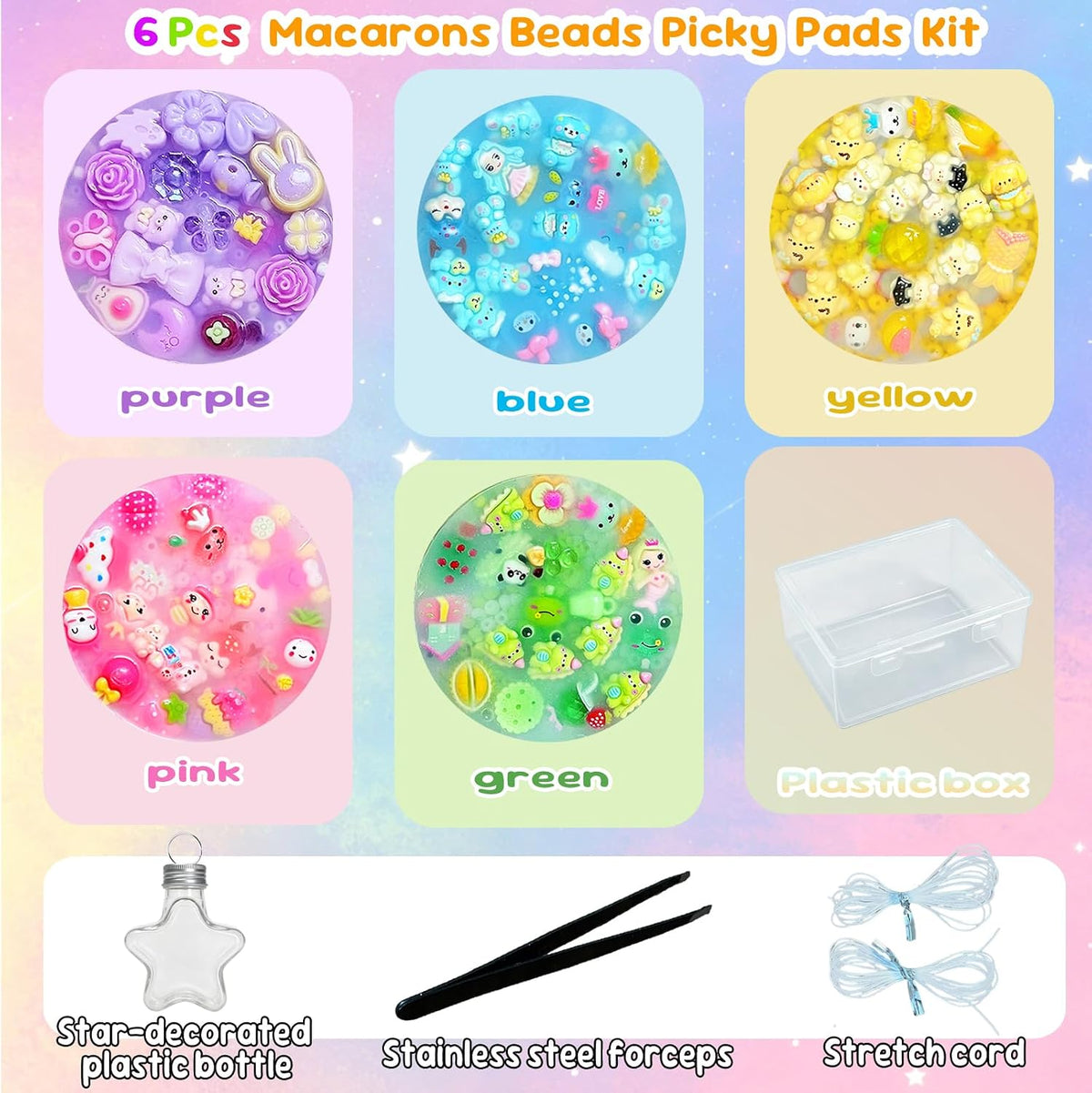 Pixnest 5 pack picky pads, rainbow fidget picking pads 3.34 inch with tweezer - view 15