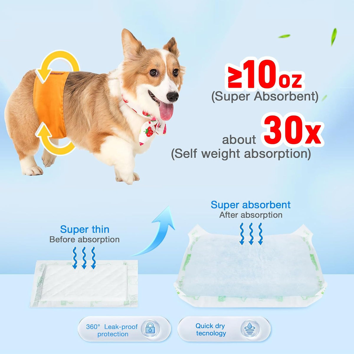 Dog Diaper Liners 100ct Super Absorption Disposable Dog Diaper - Regular / 100 - image 2