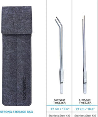 2 Pcs 10.6 Inches Heavy Duty Reptile Feeding Tongs, Long Aquarium Tweezers, Straight and Curved Long Tweezers for Aquarium and Terrarium