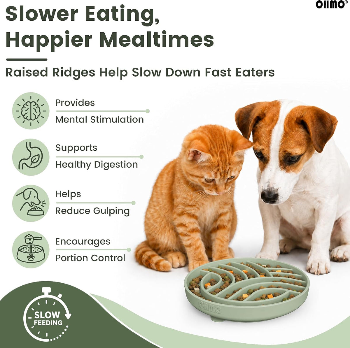 OHMO Slow Feeder Dog Bowl, 5.9" Lick Mat for Dogs, Tree of Life - Sage Green / Tree Life-S (5.9") - image 3