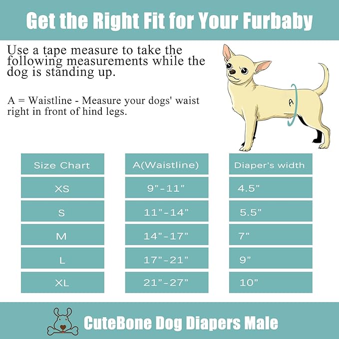 CuteBone Dog Diapers Male Washable Belly Band for Male Dogs Wraps 3pcs a Pack DM39M