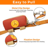 Dog Poop Bag Holder for Leash, Large-Capacity Canvas Pouch - Brown - image 2