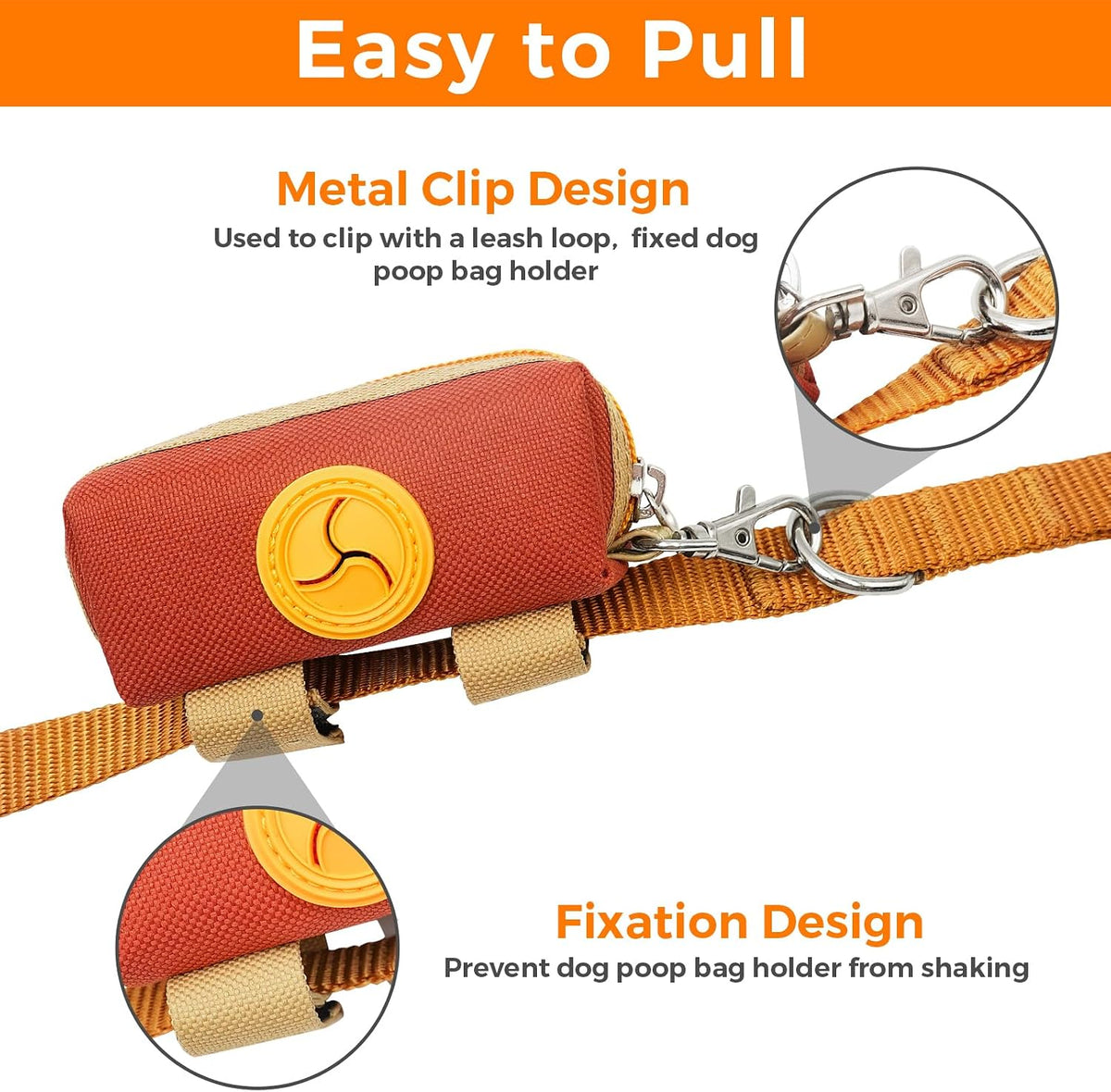 Dog Poop Bag Holder for Leash, Large-Capacity Canvas Pouch - Brown - image 2