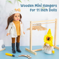1 Set Doll Garment Rack with 10 Pcs Hangers Clothes Organizer - Wood, White / 22 - image 4