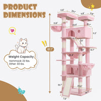 SHA CERLIN 81in Multi-Level Tall Cat Tree Tower for Indoor - Pink - image 2