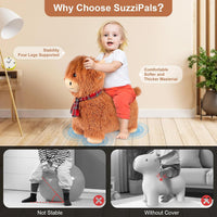 SuzziPals highland cow hopper, inflatable plush ride-on bouncer with plush fur and mane - view 4