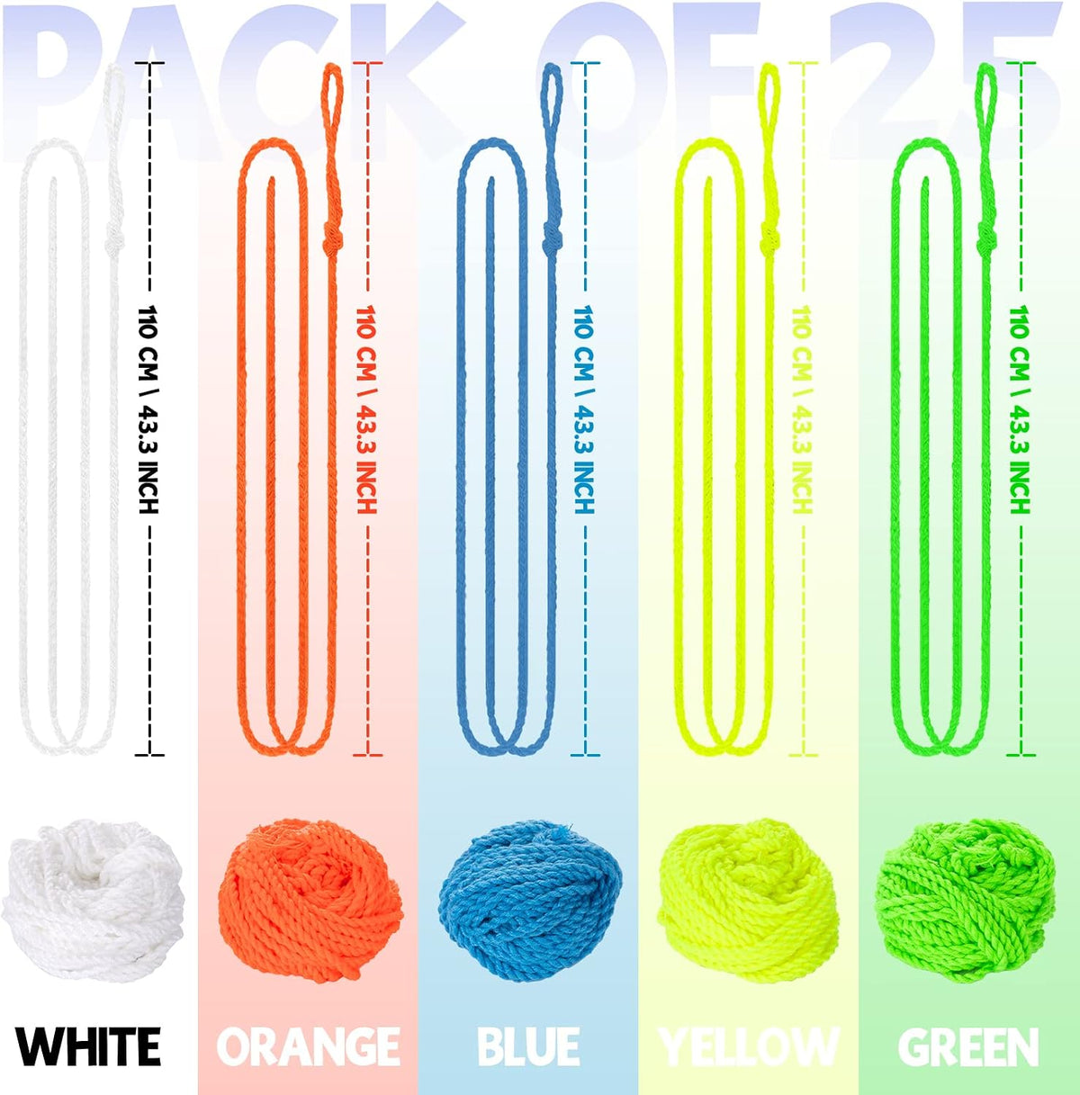 MAGICYOYO 100% Polyester Professional Yoyo Strings for Responsive - 25 Yoyo Strings-Blue, Green, White,Yellow, Orange - image 3