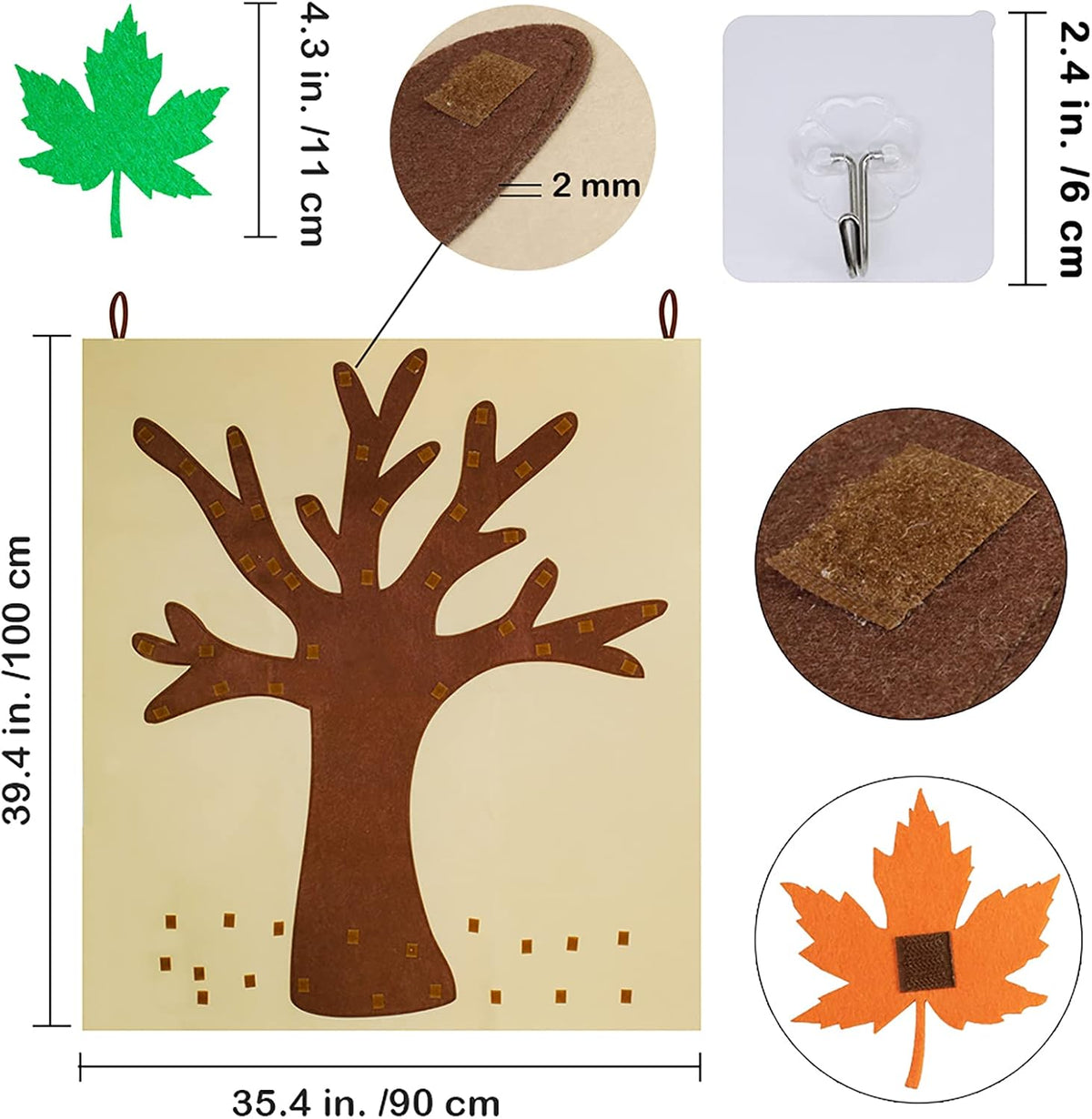 Supla Fall Tree of Thanks Craft Kit Felt Fall Tree Board with 52 pcs - image 2