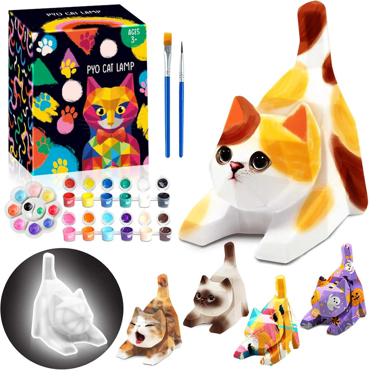 FUNZBO 4.3in Paint Your Own Dinosaur Lamp Kit - Cat Lying