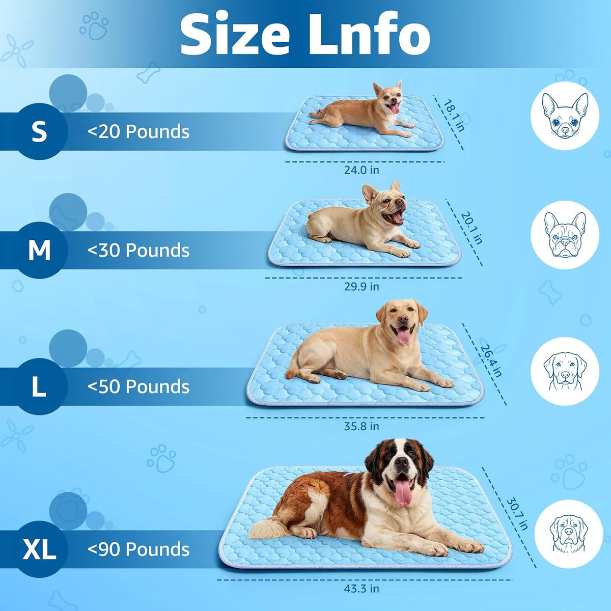 Dog Cooling Mat for Large Dogs - Cryo Blue Cloud Stitching / Large - image 4
