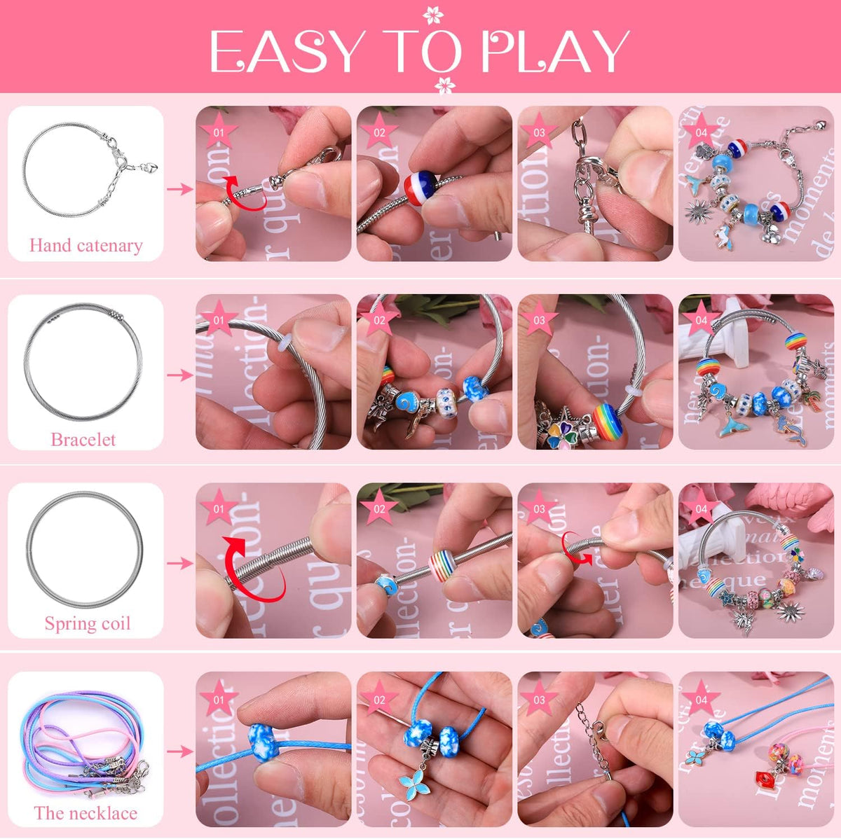 AIPRIDY 150 Pieces Charm Bracelet Making Kit - 72 Pieces Rose - image 4