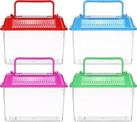 Mini Handheld Aquarium Pet Box, 4Pcs Portable Fish Tank Plastic Turtle Tank with Lid Handheld Fish Tank Clear Reptile Terrarium Hamster Box for Fish Snakes Aquarium