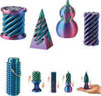 Four 3D printed Halloween spiral pumpkin passthrough fidget toys - view 4