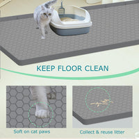 Cat Litter Mat, Silicone Large Cat Mat for Litter Box - 34"L x 22"W / Grey - image 2