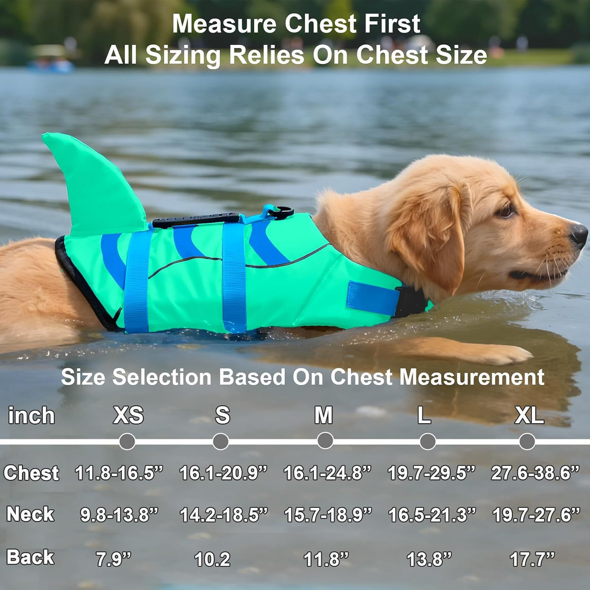 Fragralley Shark Dog Life Jacket - Large / Shark-Green+Blue - image 3