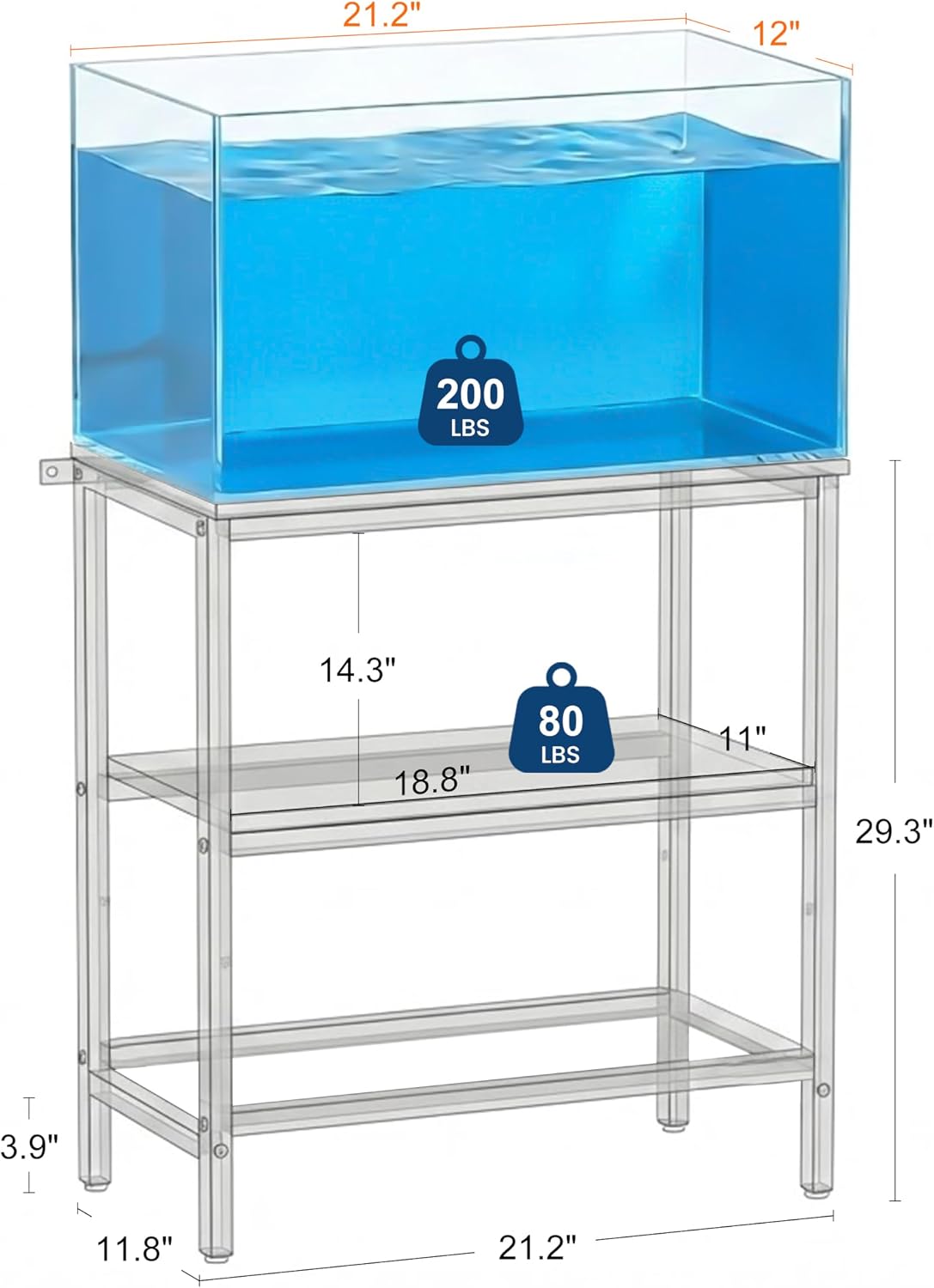5 & 10 Gallon Fish Tank Stand for Standard Tanks – Essentials for Fish - Black / 10 Gallon - image 3
