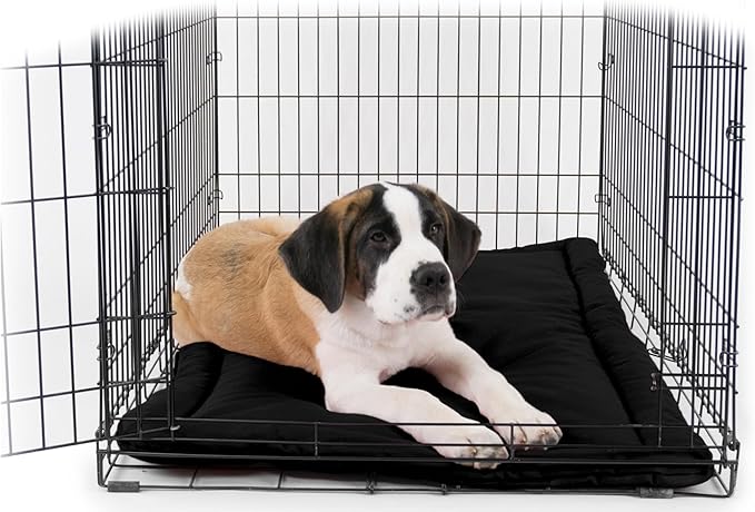 K9 Ballistics Tough Ripstop Dog Crate Pad - Durable & Machine Washable with Non-Skid Bottom and 120-Day Warranty, Fits 42" Wire Crates - Large, Obsidian Black