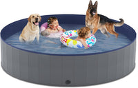 Niubya Foldable Dog Pool, Collapsible Plastic Dog Swimming Pool - 3XL - 72'' x 12''